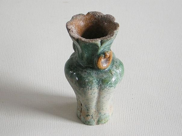 Sculpted vase with ring handles – (3755)